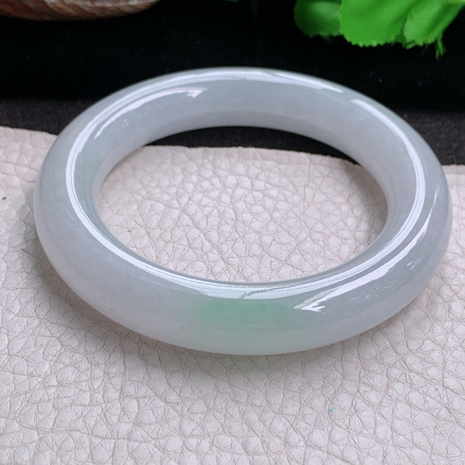 ss实拍54.6*12*11.8胖圆镯 缅甸翡翠a货玉手镯高品质清爽圆条玉手环
