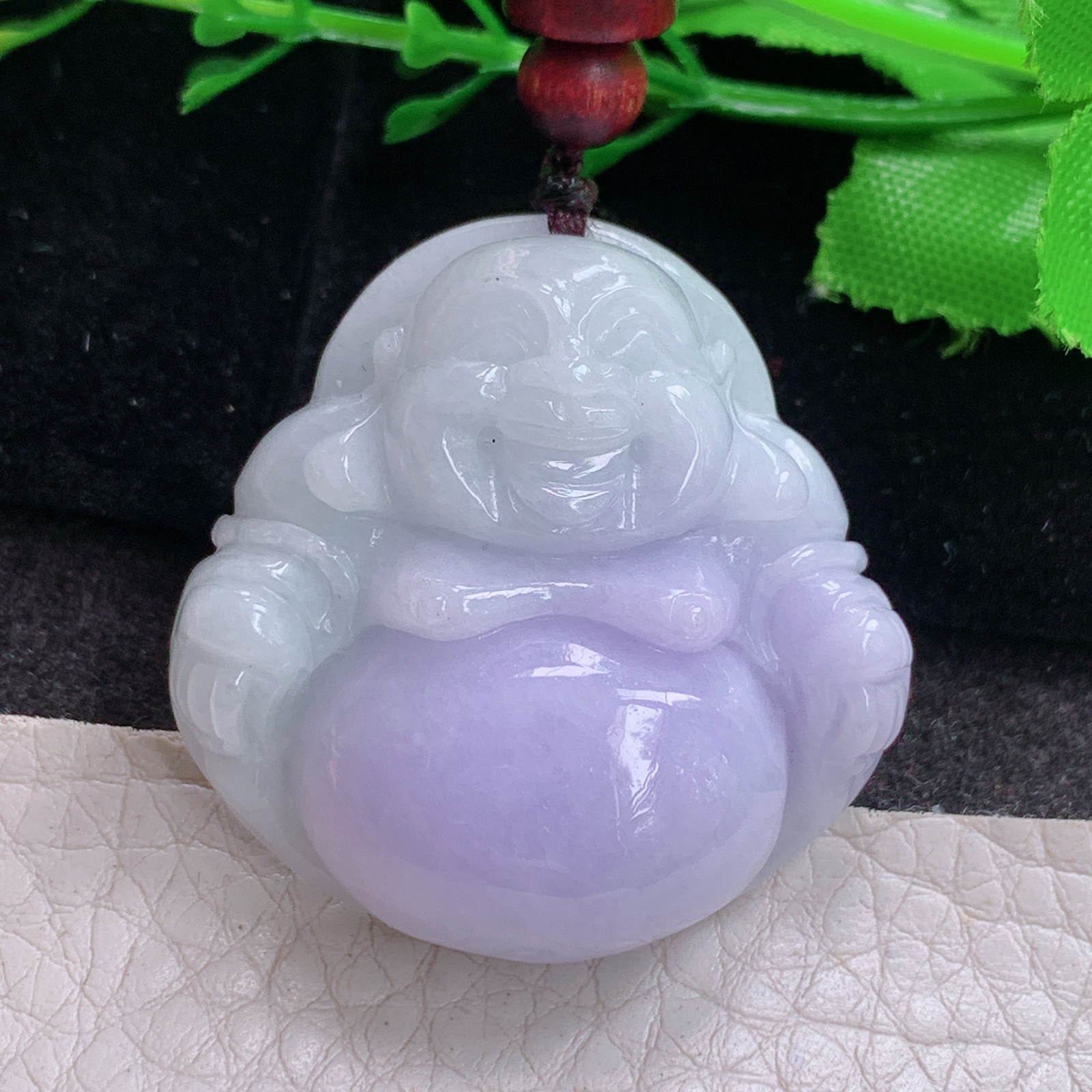 zen实拍36*35.5*12缅甸翡翠精雕紫罗兰饱满佛公 弥勒佛玉吊坠