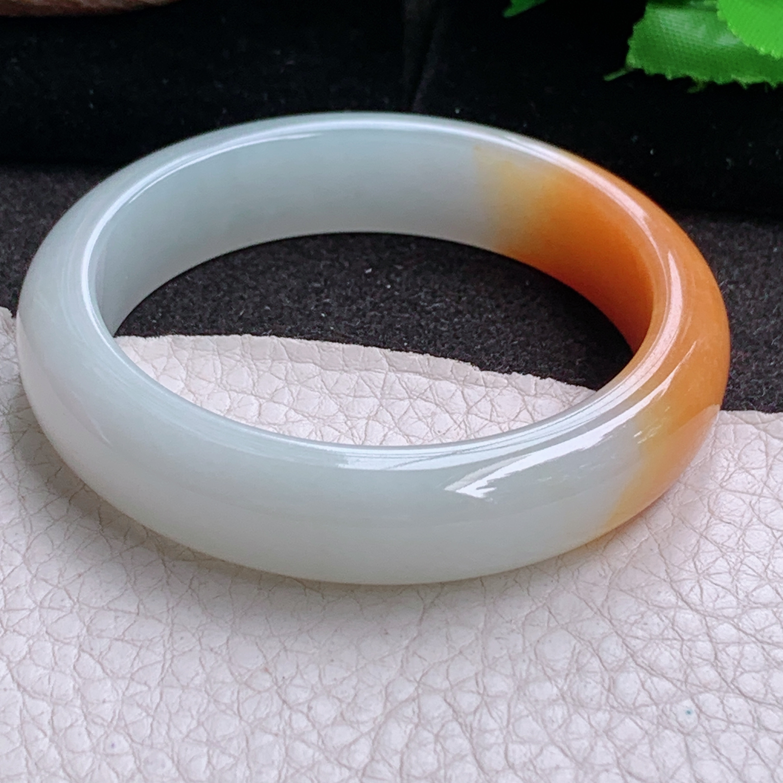 z小圈口53*13.2*8招财镯 缅甸翡翠a货玉手镯高品质半山水正圈玉手环