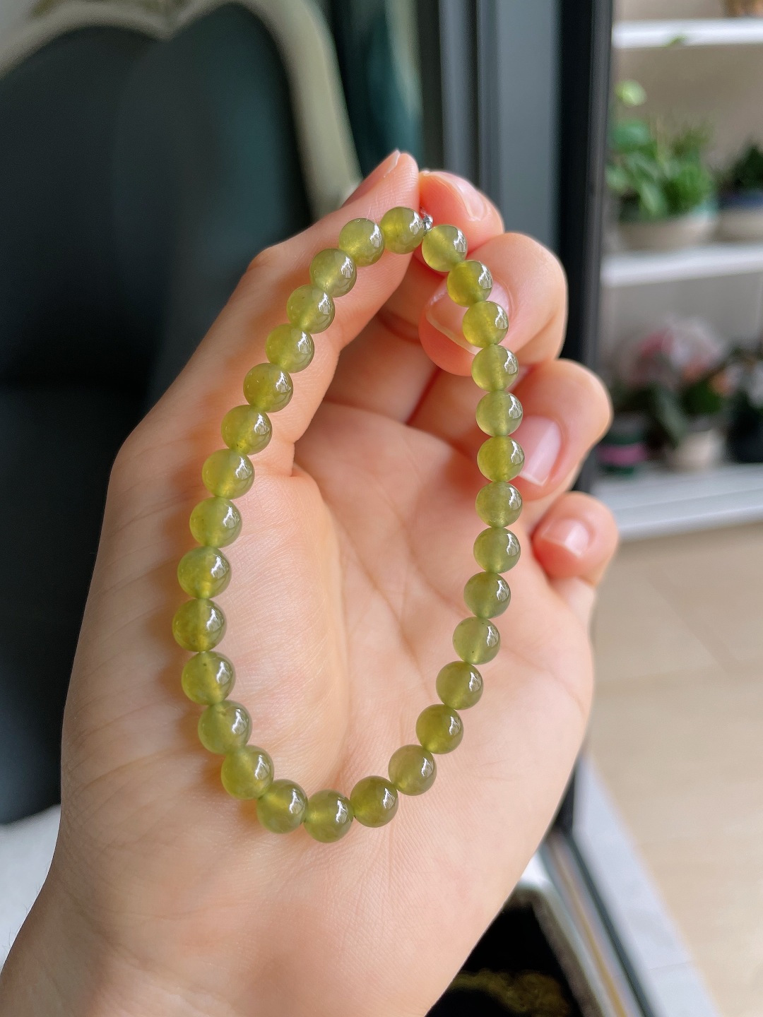 ️，缅甸天然翡翠A货，冰种冰黄翡手串，尺寸：6mm。【编3370】