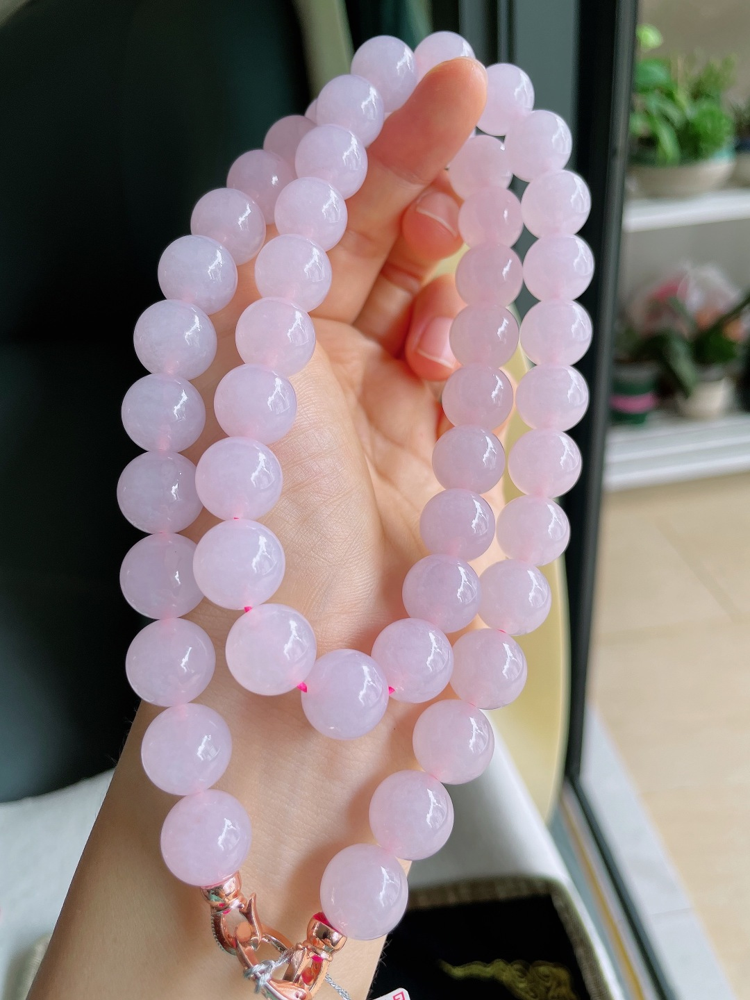 缅甸天然翡翠A货，冰珠链，尺寸：12.7mm48颗。【编4096】