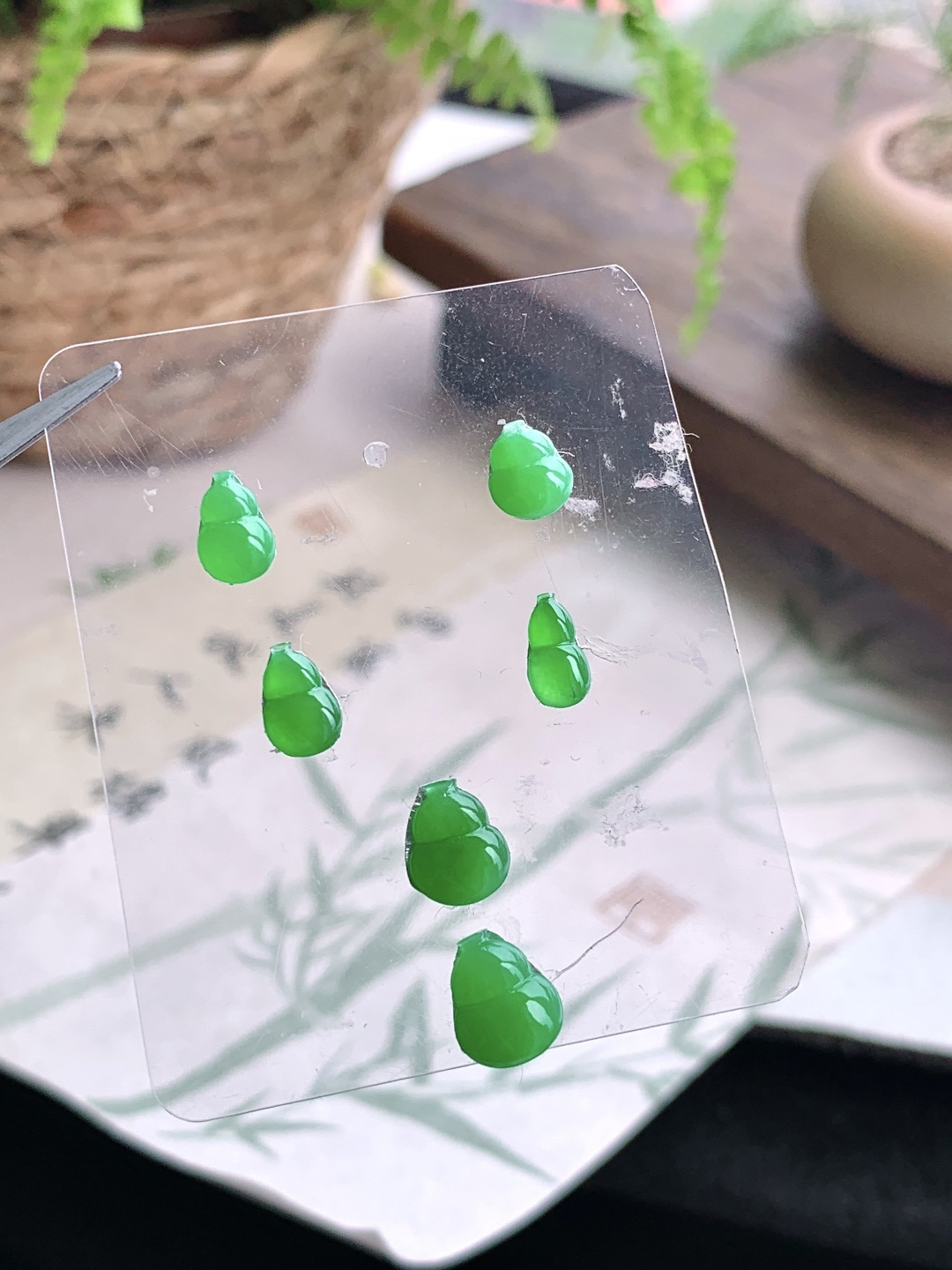糯冰阳绿葫芦一套 缅料 性比高 尺寸9-7.3-3 重量2.2克