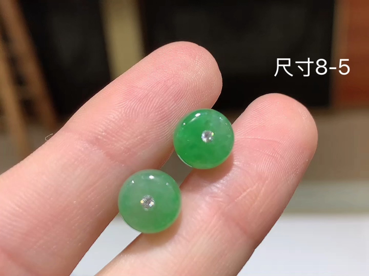 18K 冰晴平安扣耳钉 无裂,尺寸，8-5