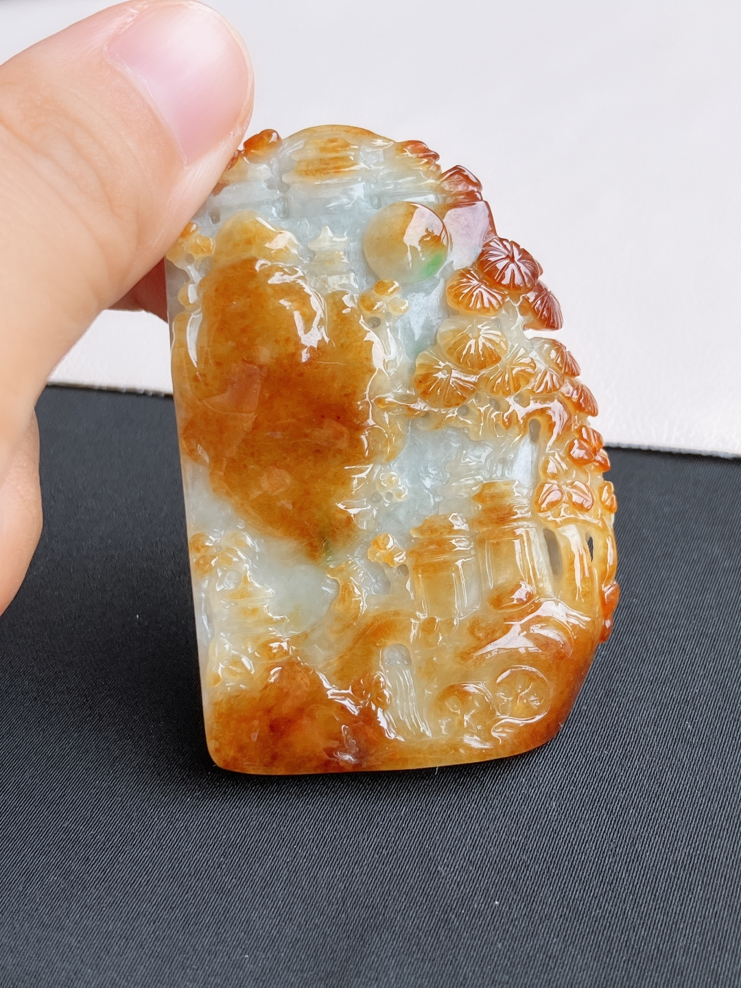 双彩山水牌，意境美。尺寸61.6/41/8/自然光实拍