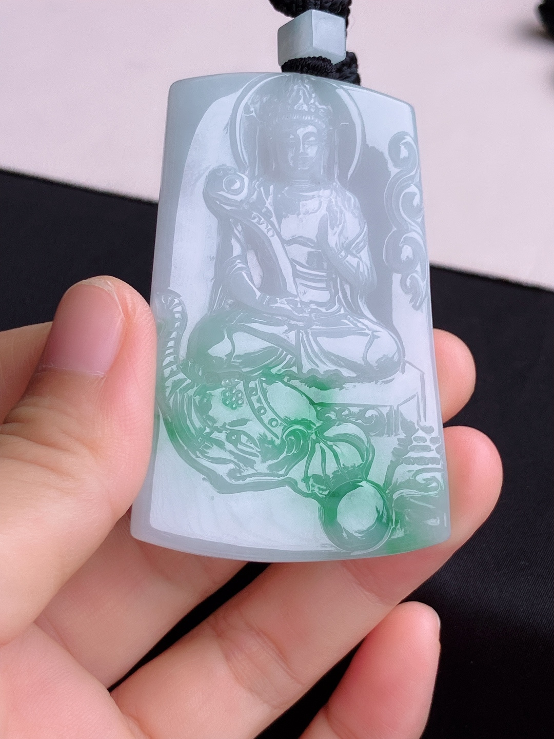 冰飘花普贤菩萨，花色清爽，尺寸65.8/42.6/5.5/自然光实拍