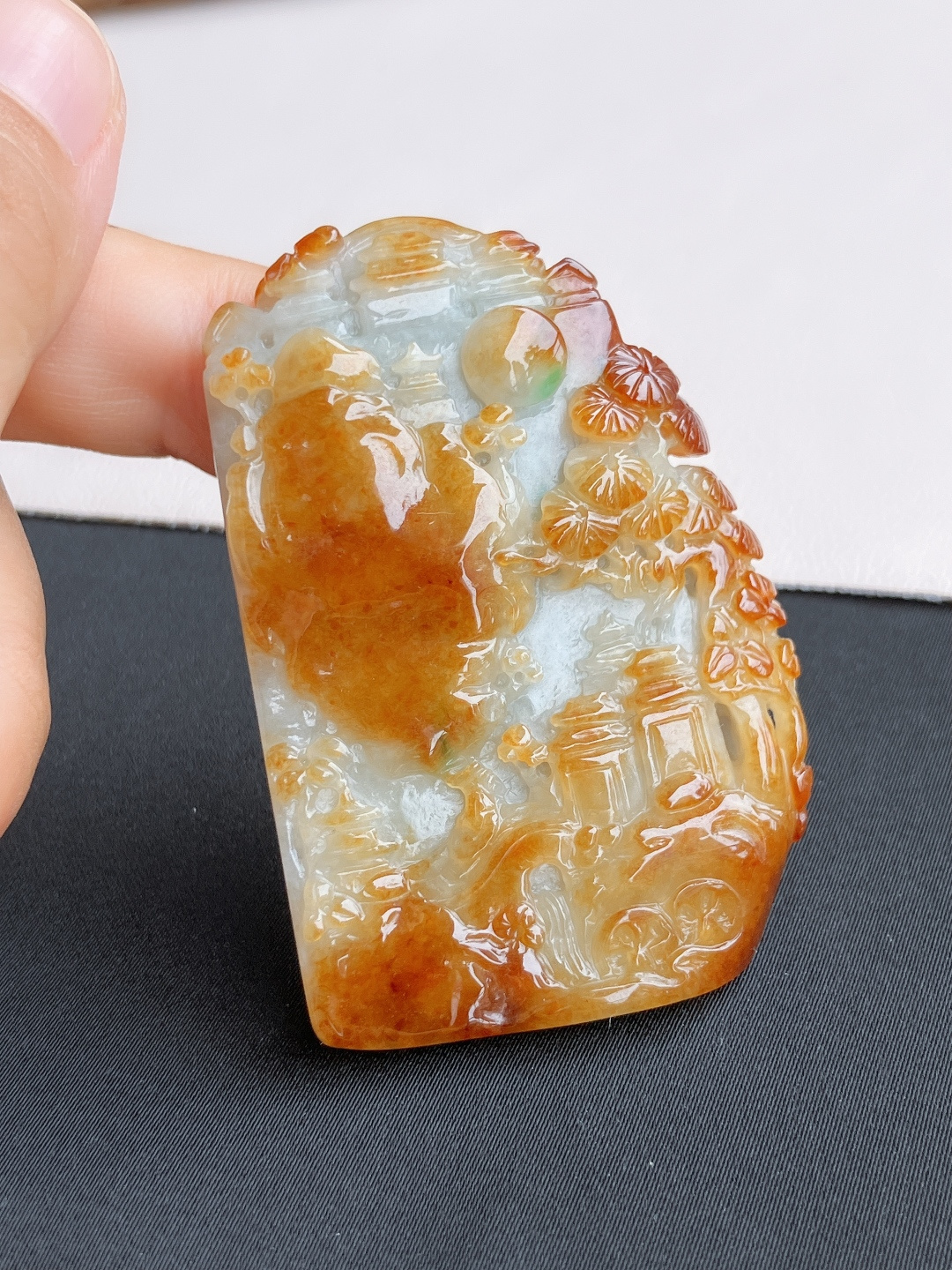 双彩山水牌，意境美。尺寸61.6/41/8/自然光实拍