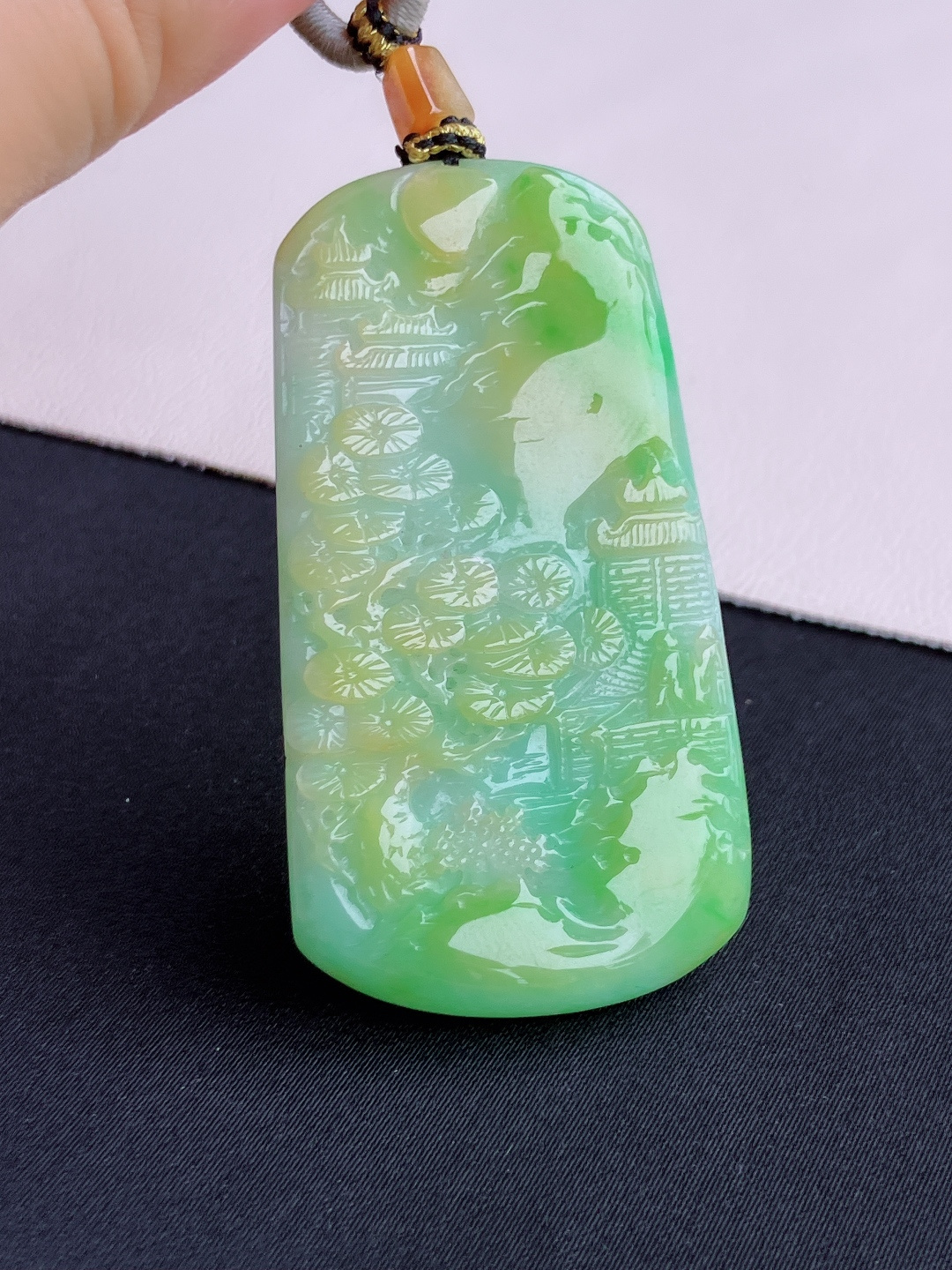 ️三彩山水牌，意境美，尺寸54/29.3/5/自然光实拍