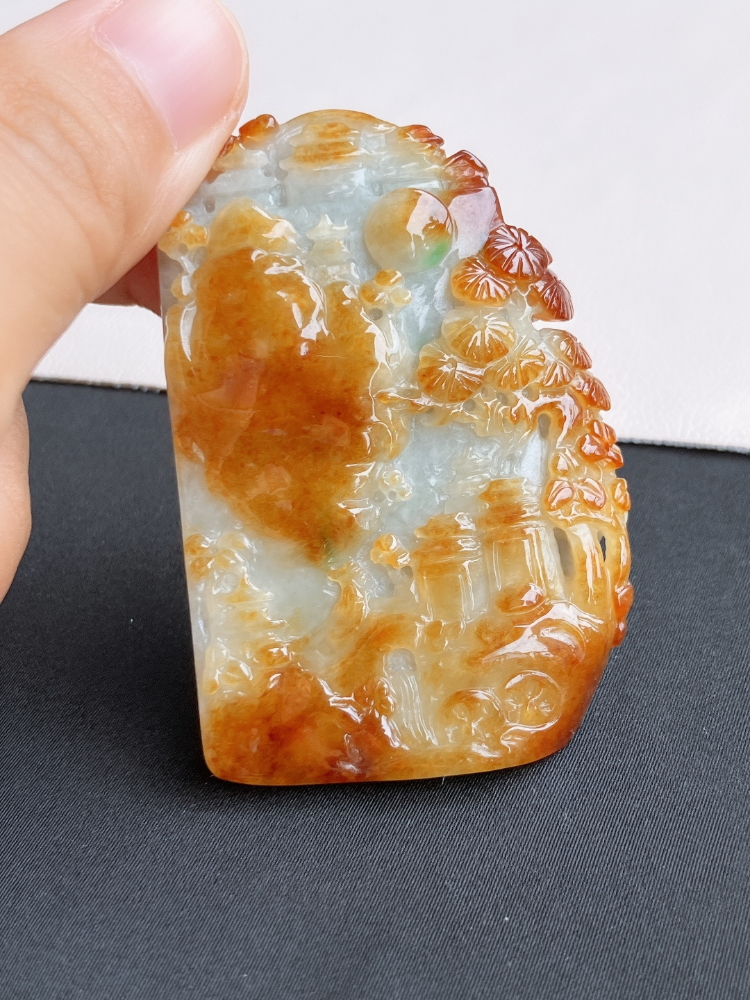 双彩山水牌，意境美。尺寸61.6/41/8/自然光实拍