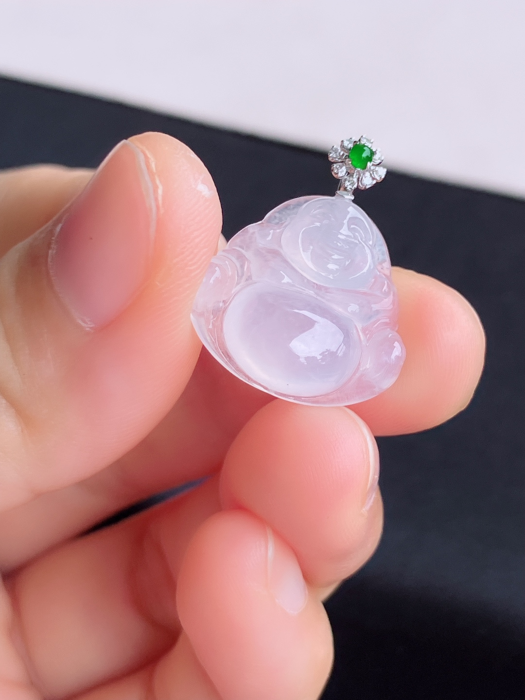 白冰小佛，晶莹剔透，尺寸18.6/16.8/5.8/自然光实拍