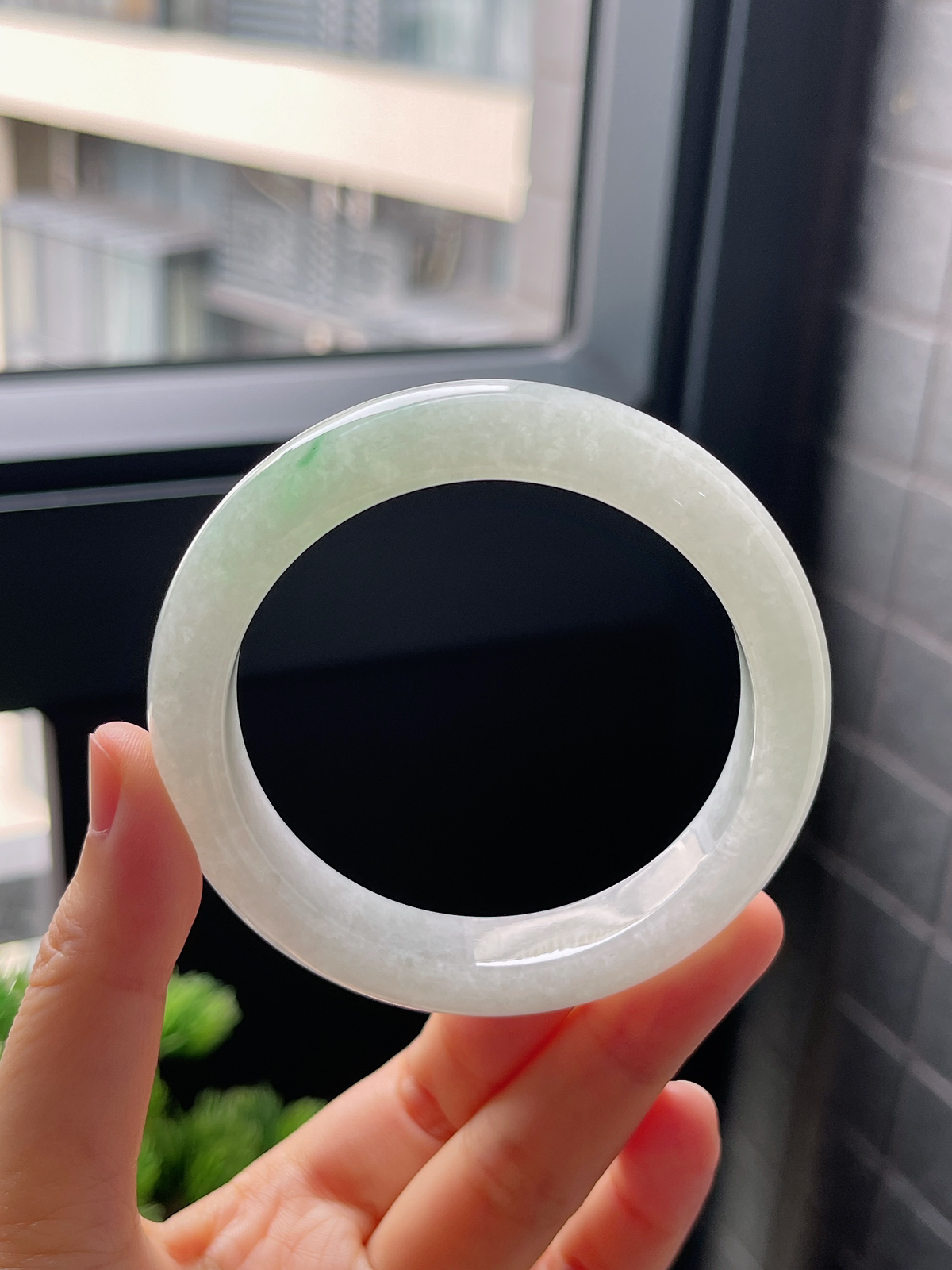 圈口55.7，冰糯种飘花翡翠正圈手镯