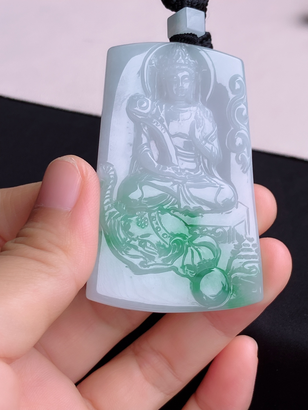 冰飘花普贤菩萨，花色清爽，尺寸65.8/42.6/5.5/自然光实拍