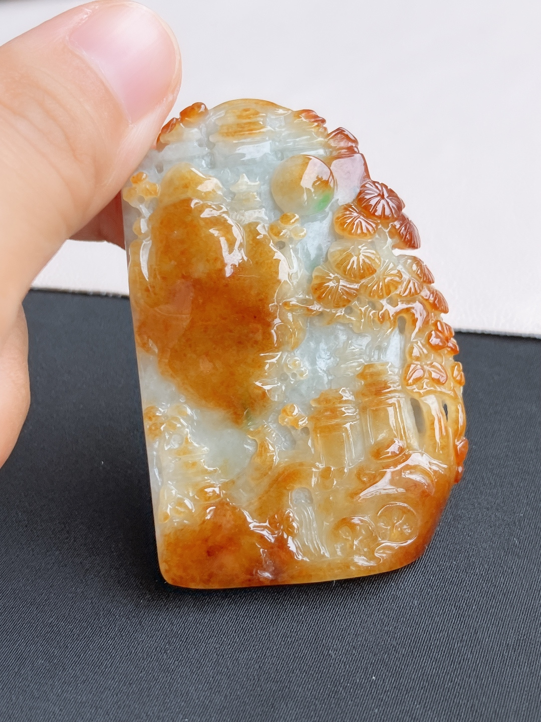双彩山水牌，意境美。尺寸61.6/41/8/自然光实拍