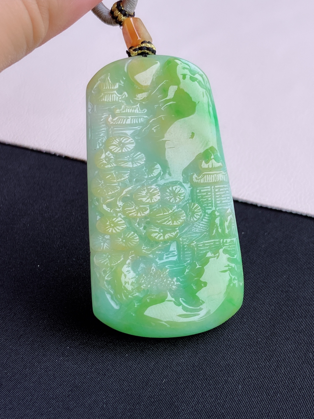 ️三彩山水牌，意境美，尺寸54/29.3/5/自然光实拍
