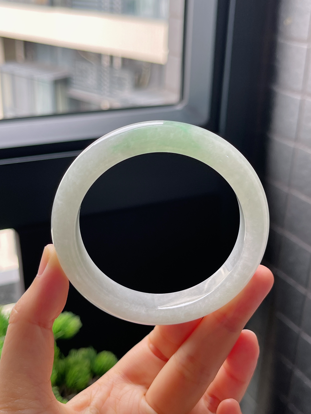 圈口55.7，冰糯种飘花翡翠正圈手镯