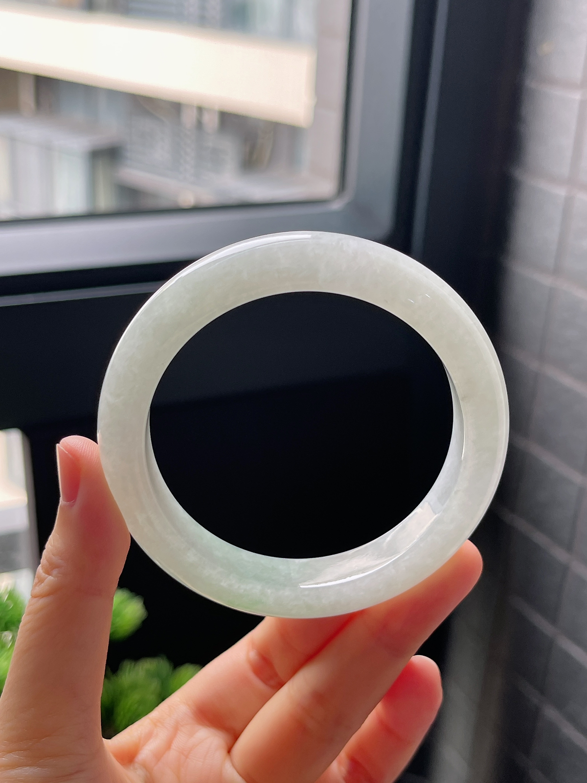 圈口55.7，冰糯种飘花翡翠正圈手镯