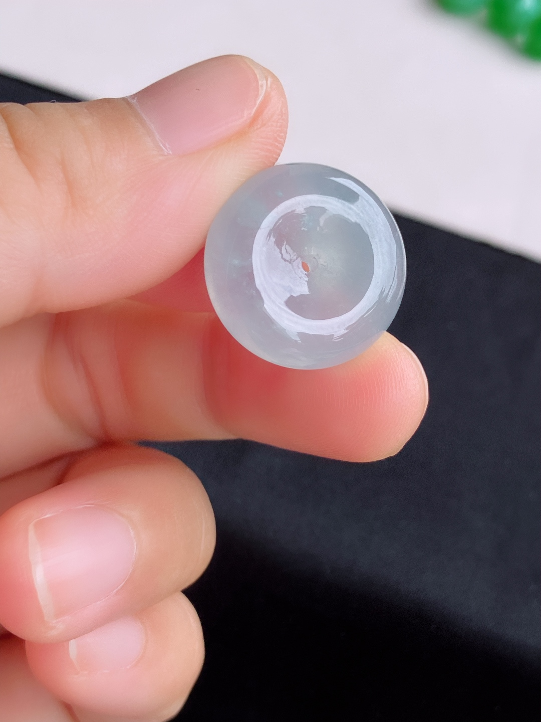 白冰平安扣，晶莹剔透，尺寸19.6/7.3/自然光实拍