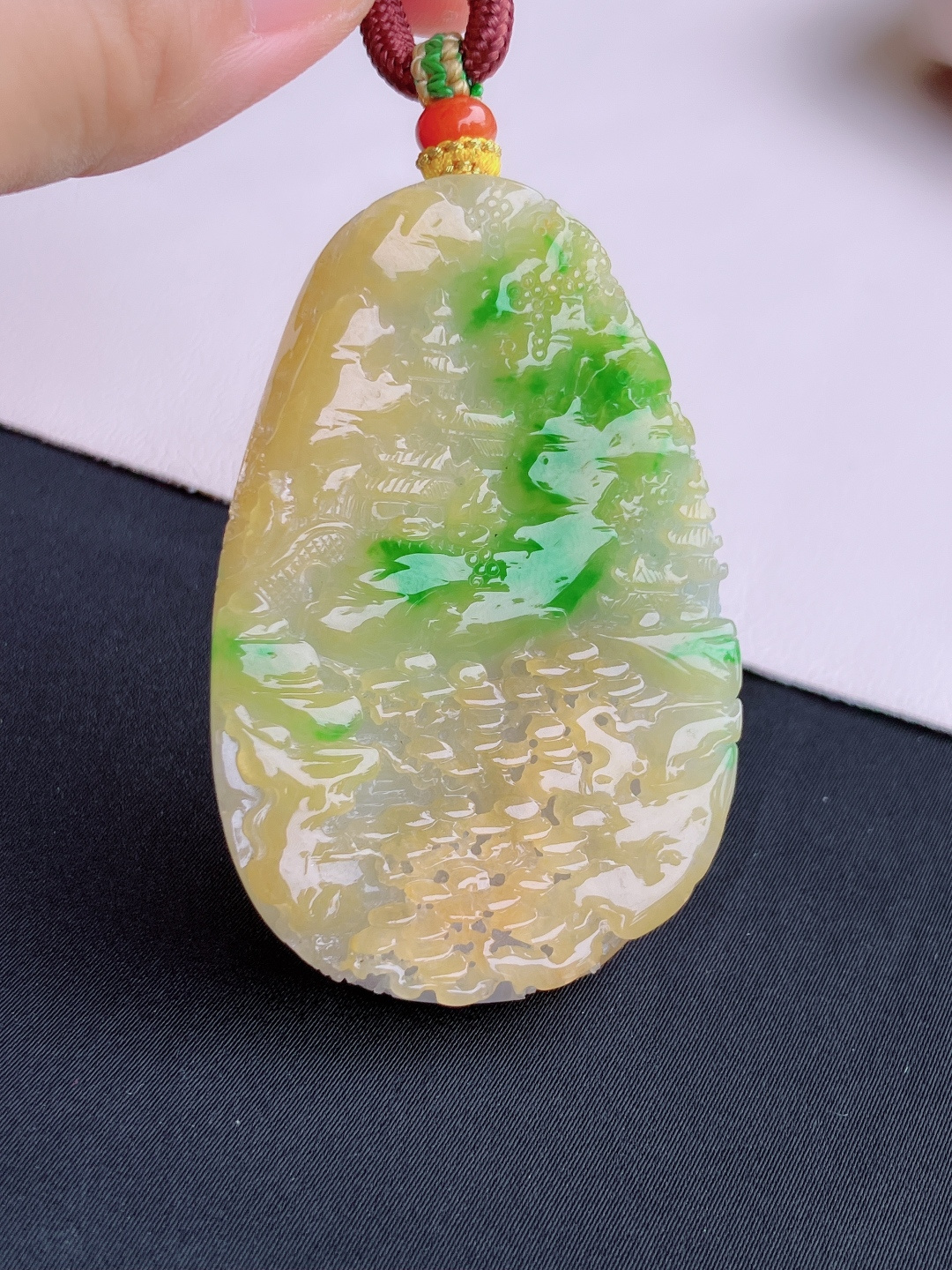 三彩山水牌，意境美，尺寸61.3/38.8/7.6/自然光实拍
