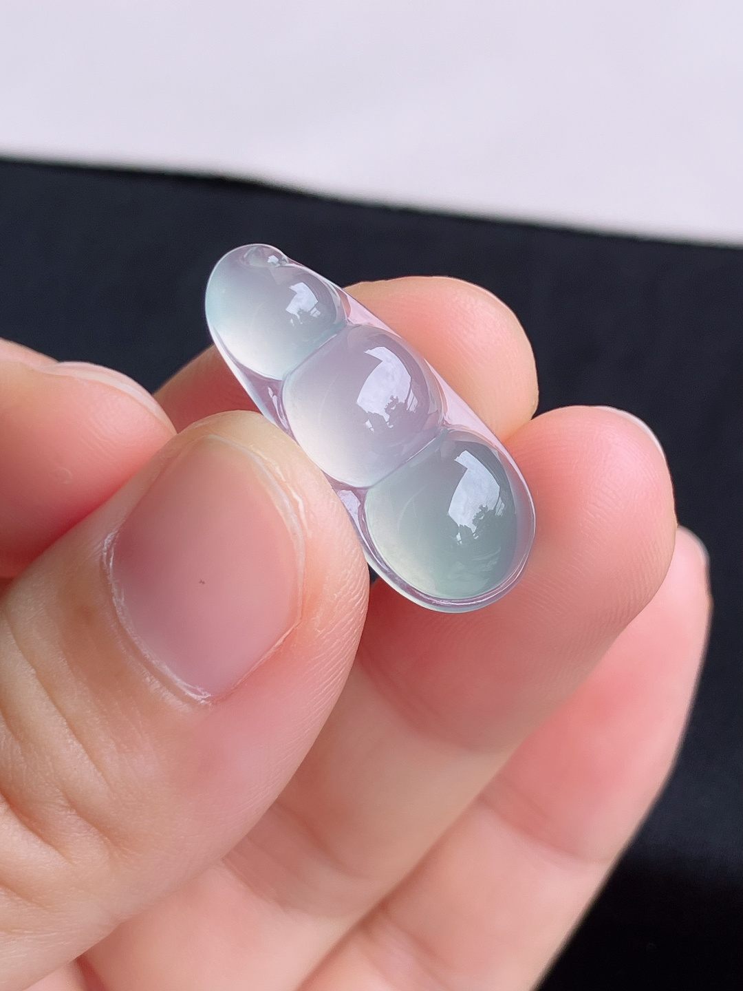 冰透福豆，晶莹剔透，尺寸25.6/10.5/6/自然光实拍
