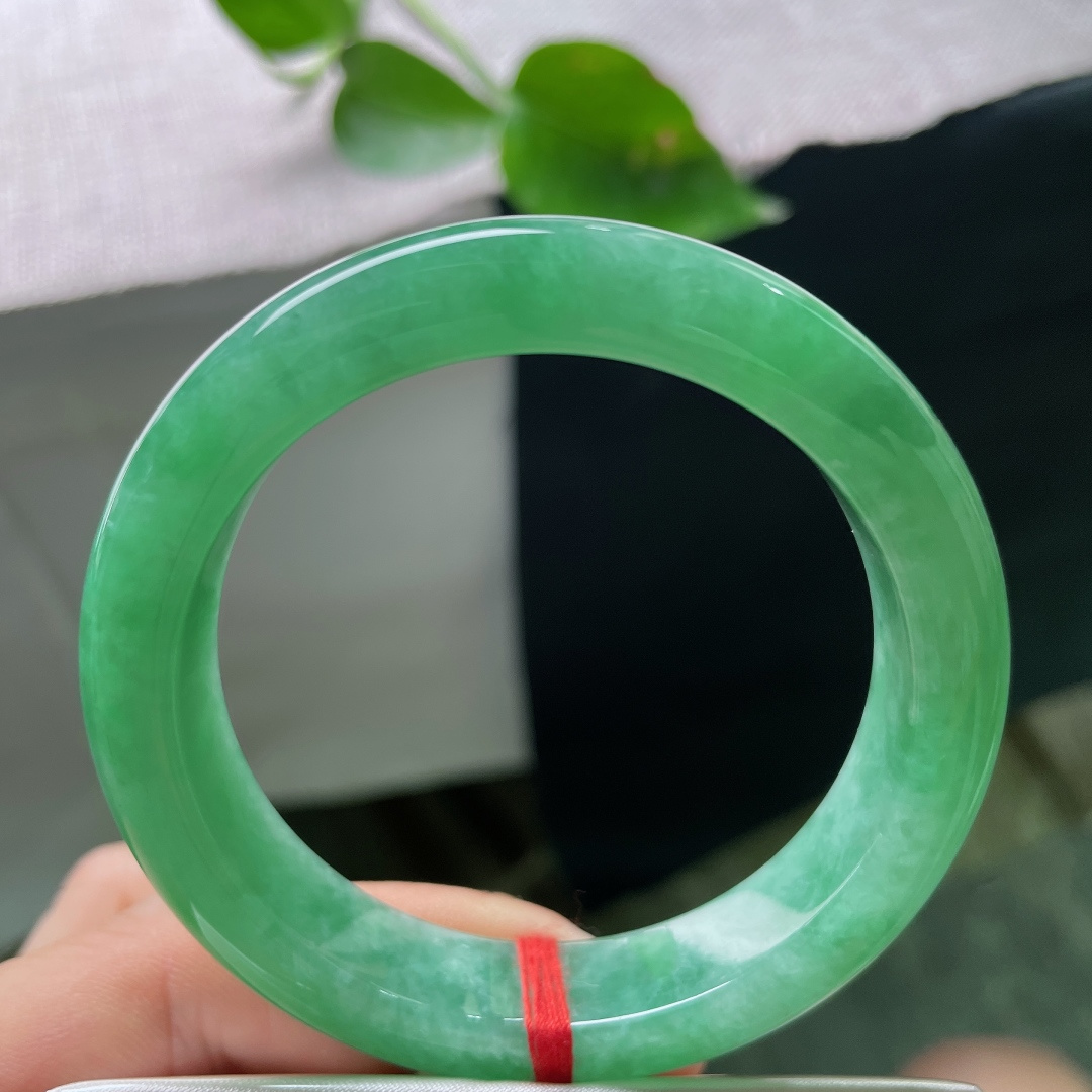 53.3/12.8/8.7，绿底正圈， 一镯盛满春日绿意，绿底温润浓郁，飘花点缀其间，中式氛围感拉满，无裂，ss56325a