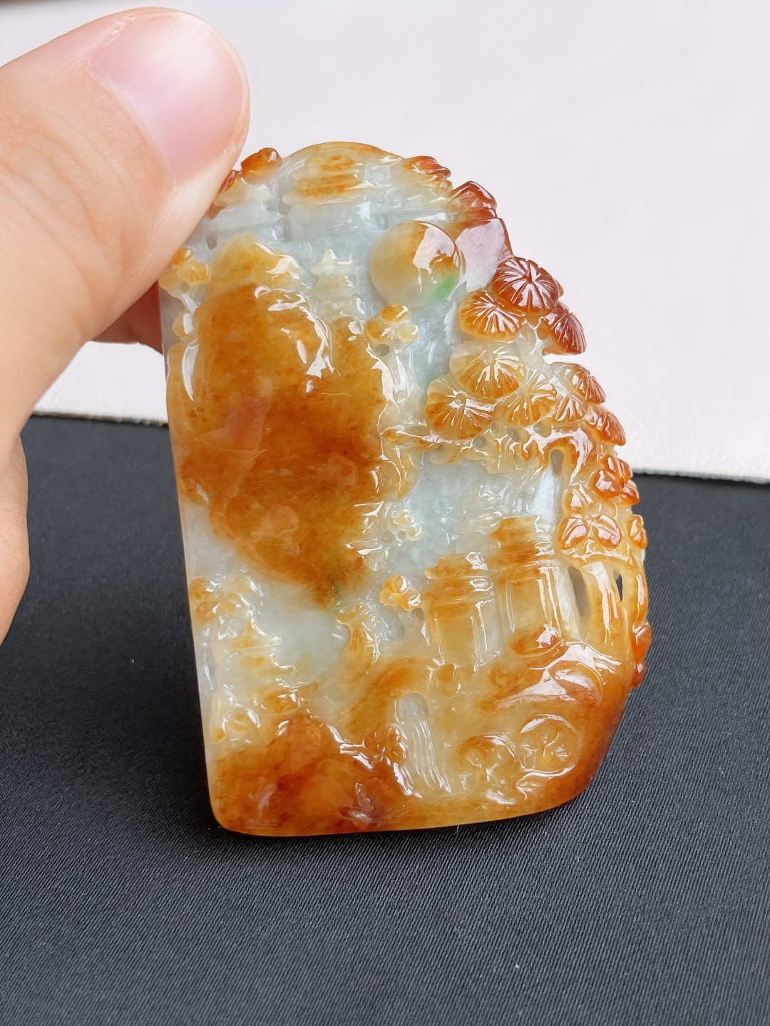 双彩山水牌，意境美。尺寸61.6/41/8/自然光实拍