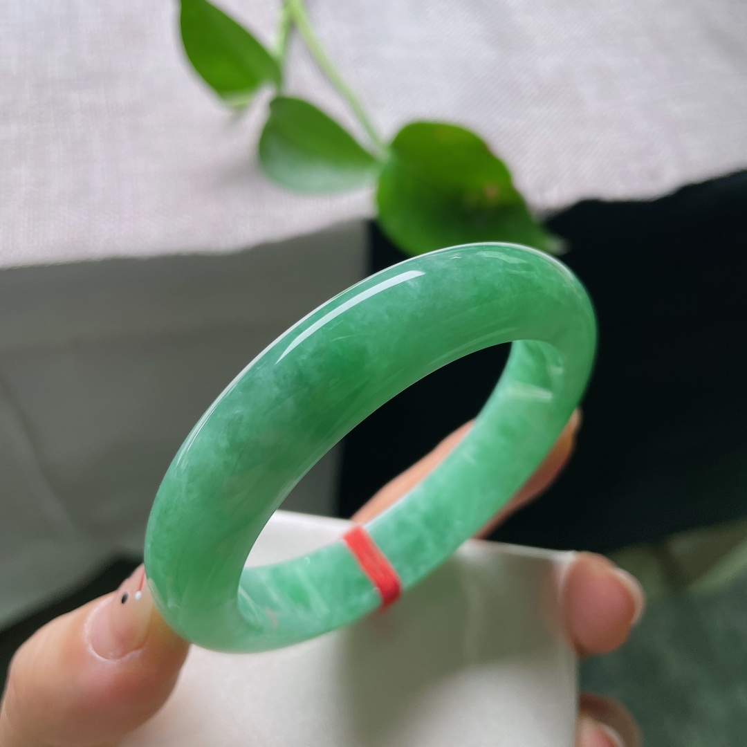 53.3/12.8/8.7，绿底正圈， 一镯盛满春日绿意，绿底温润浓郁，飘花点缀其间，中式氛围感拉满，无裂，ss56325a