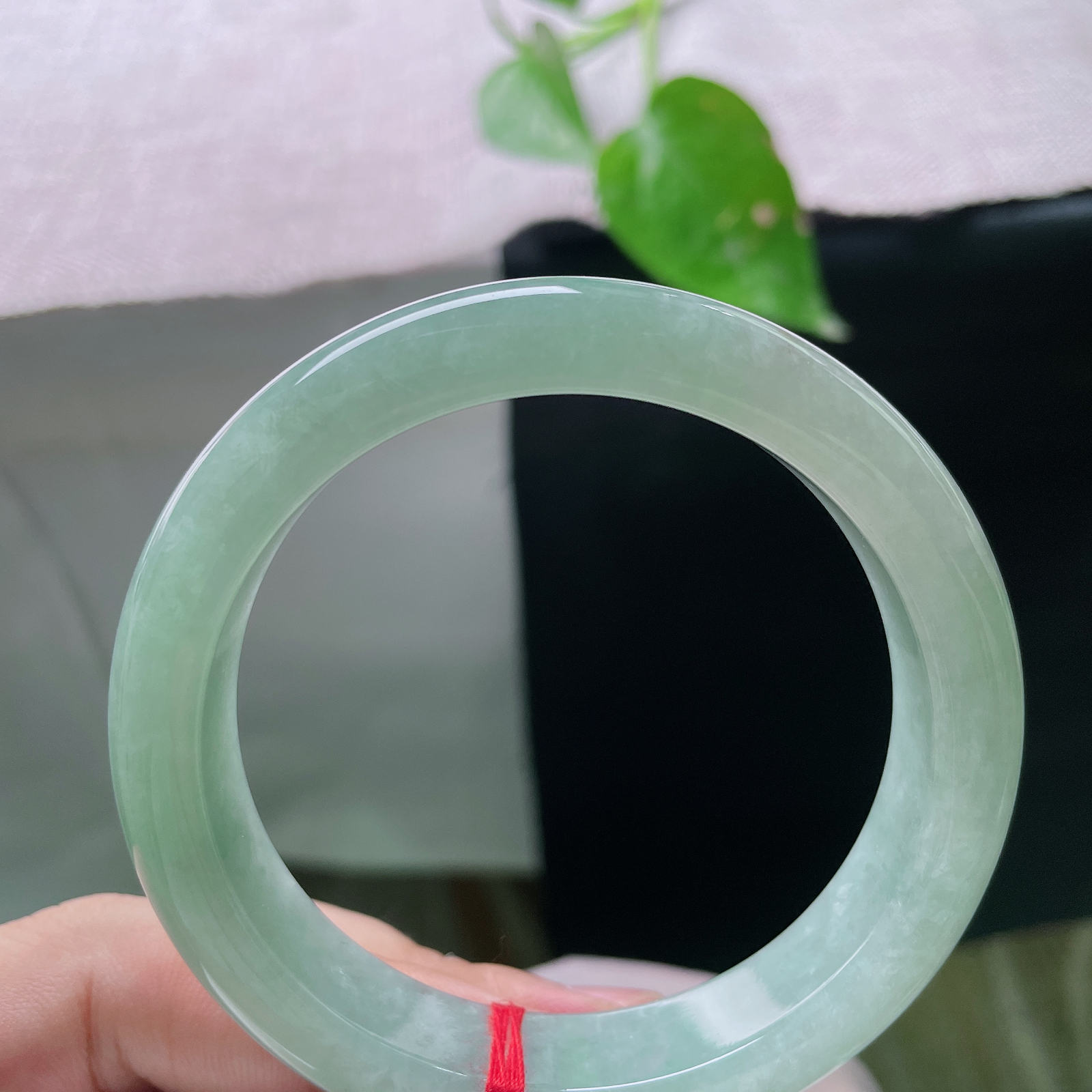 56.8/13.2/8.7，绿底正圈，通体均匀绿底色翡翠平安镯，玉质细腻温润，底色干净无杂色，色调柔和不暗，无裂，ss56328a