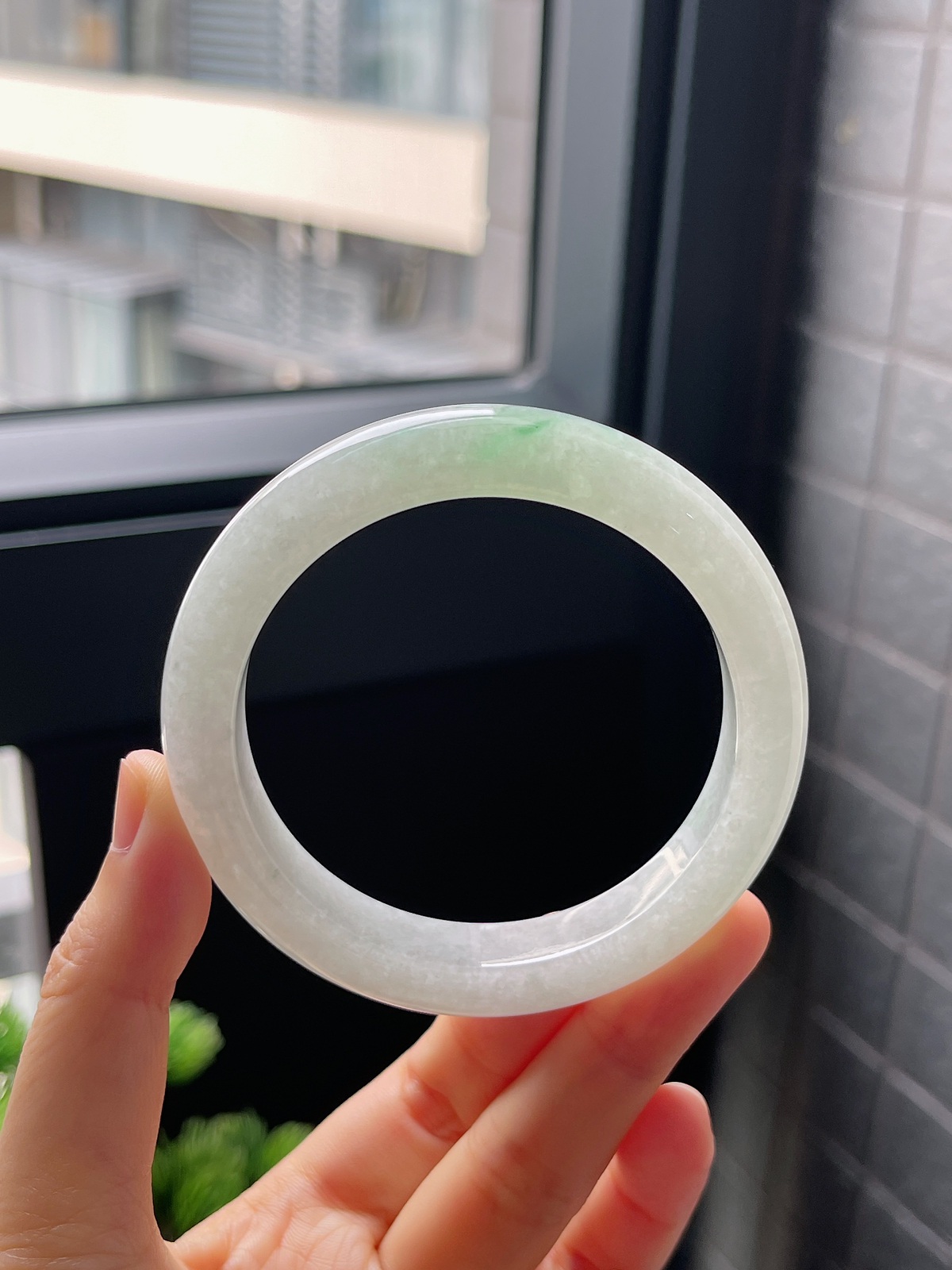 圈口55.7，冰糯种飘花翡翠正圈手镯