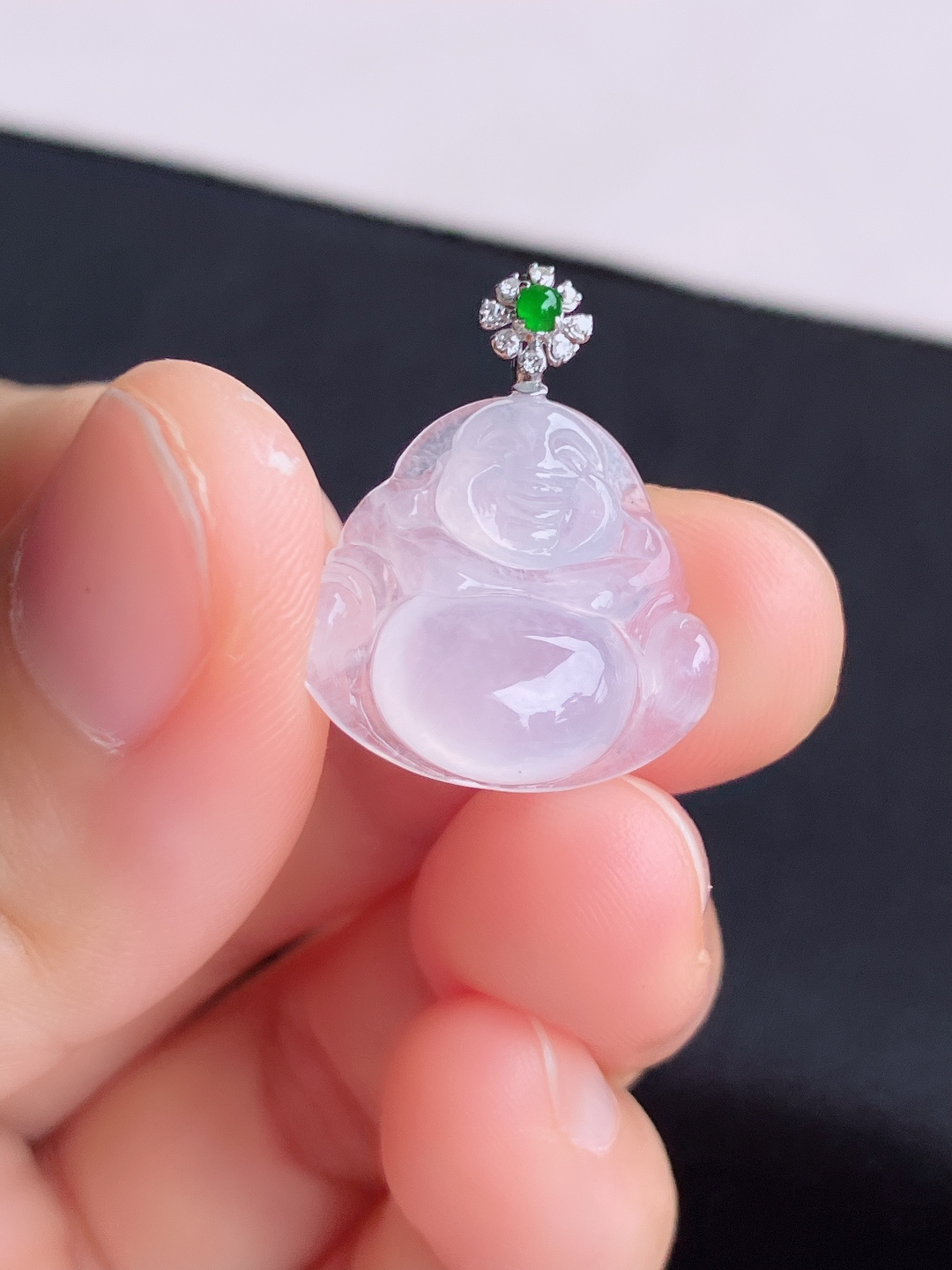 白冰小佛，晶莹剔透，尺寸18.6/16.8/5.8/自然光实拍