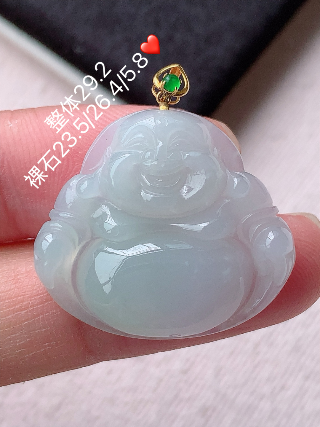 冰种佛公吊坠 种老底子细腻，佩戴端庄典雅，29