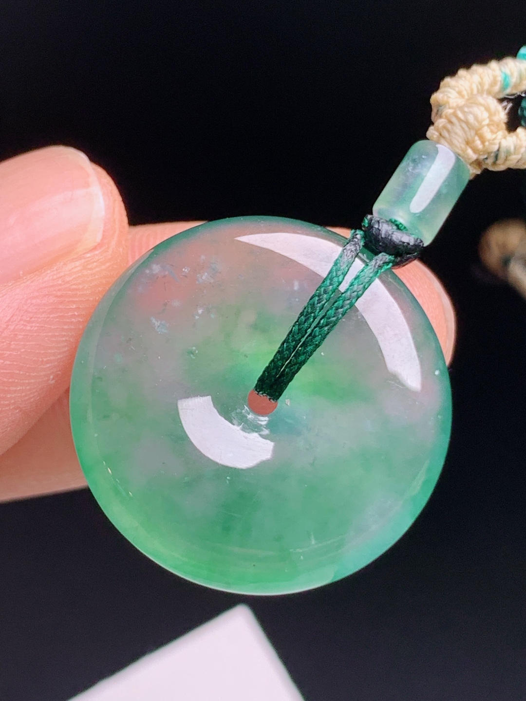️ 飘绿平安扣，玉质清透胶感十足，花色灵动飘逸 裸石22-5.2 49