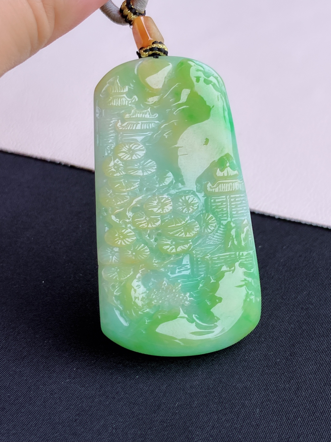 ️三彩山水牌，意境美，尺寸54/29.3/5/自然光实拍