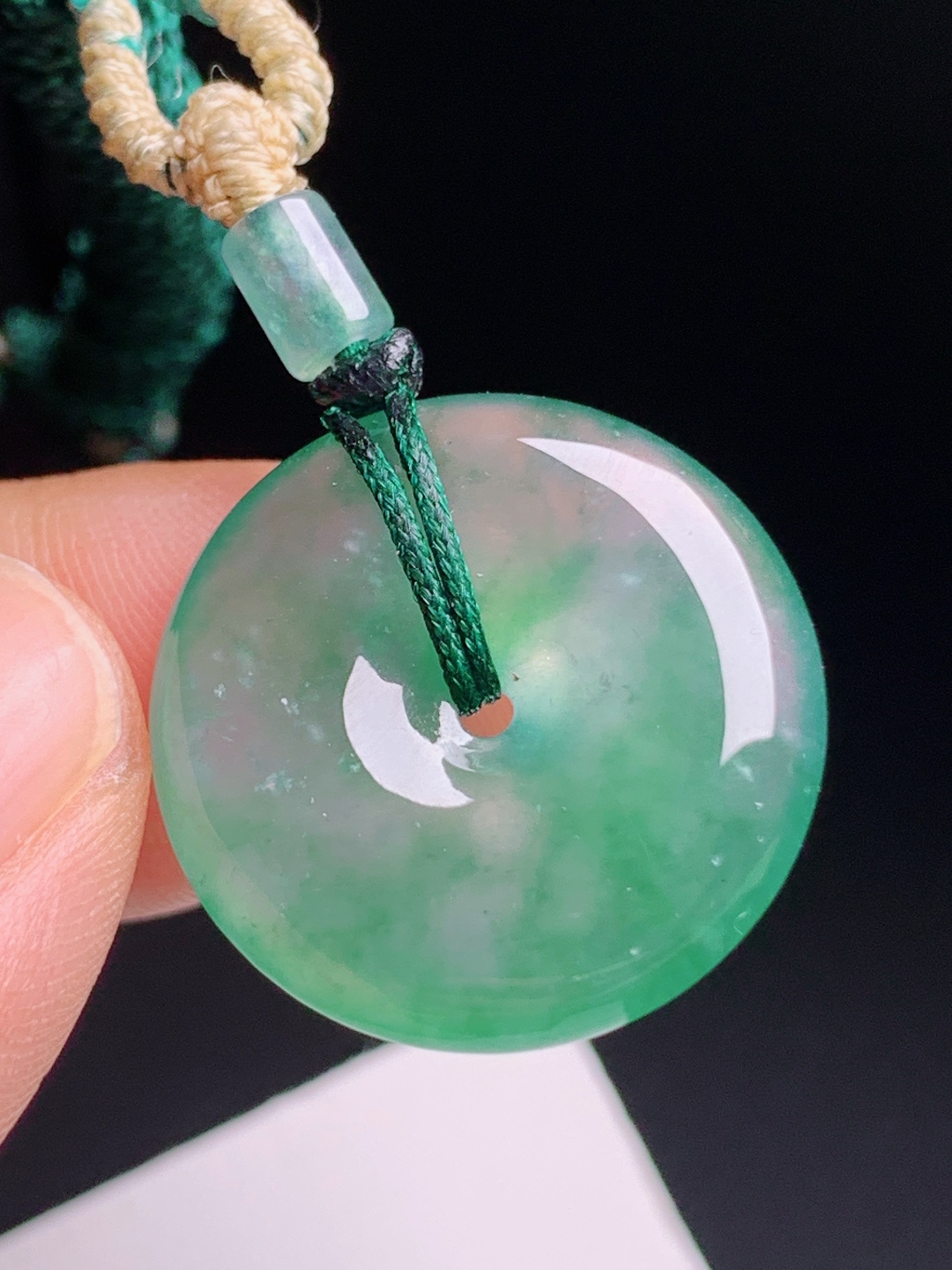 ️ 飘绿平安扣，玉质清透胶感十足，花色灵动飘逸 裸石22-5.2 49