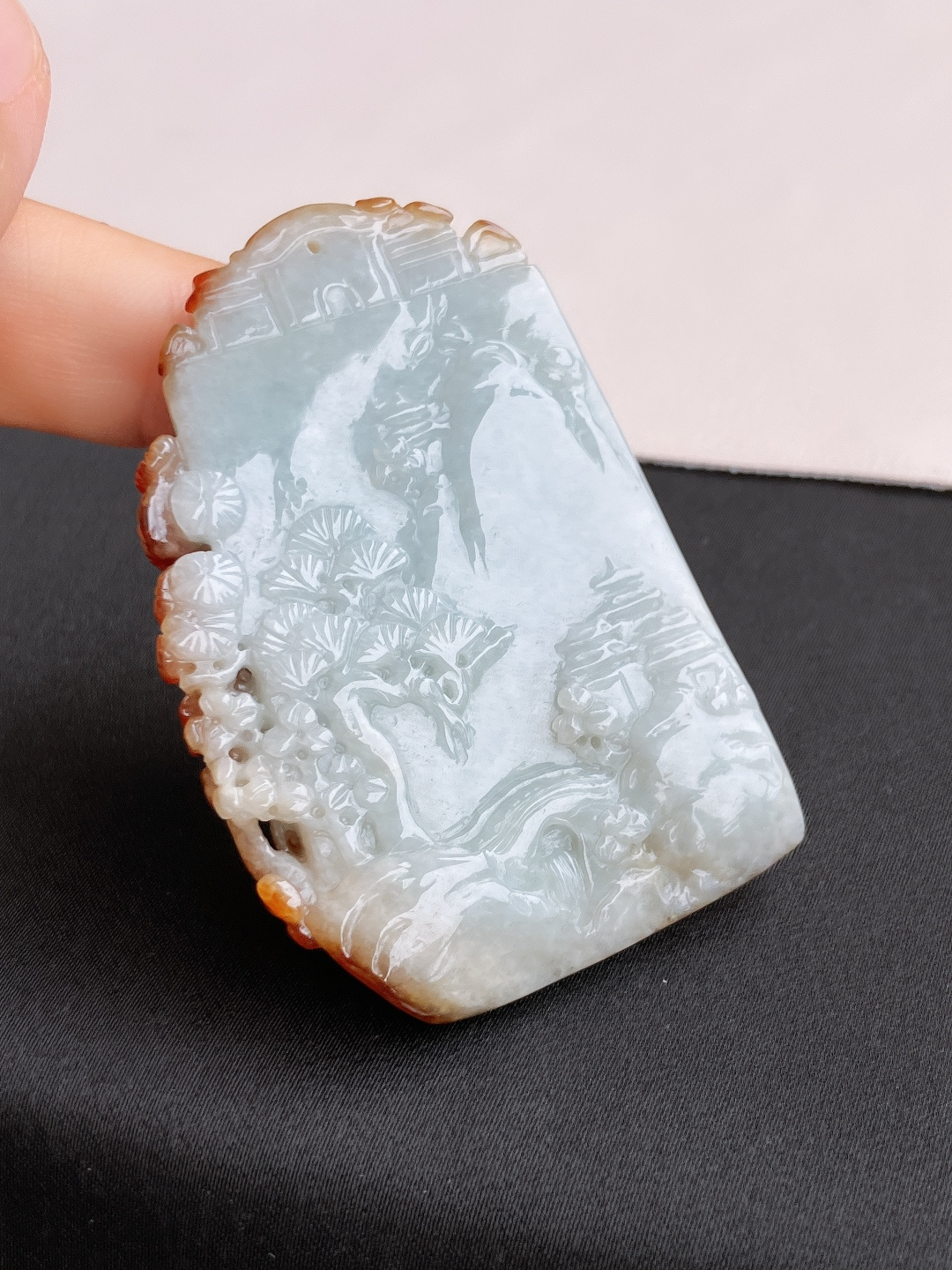 双彩山水牌，意境美。尺寸61.6/41/8/自然光实拍