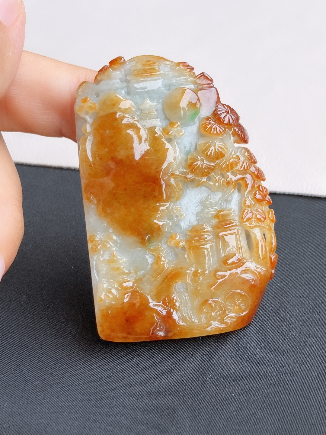 双彩山水牌，意境美。尺寸61.6/41/8/自然光实拍