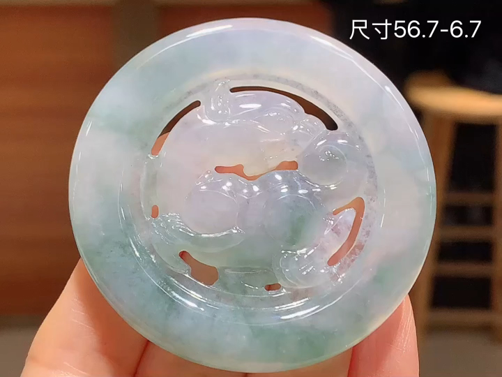 冰飘花貔貅 无裂，尺寸，56.7-6.7