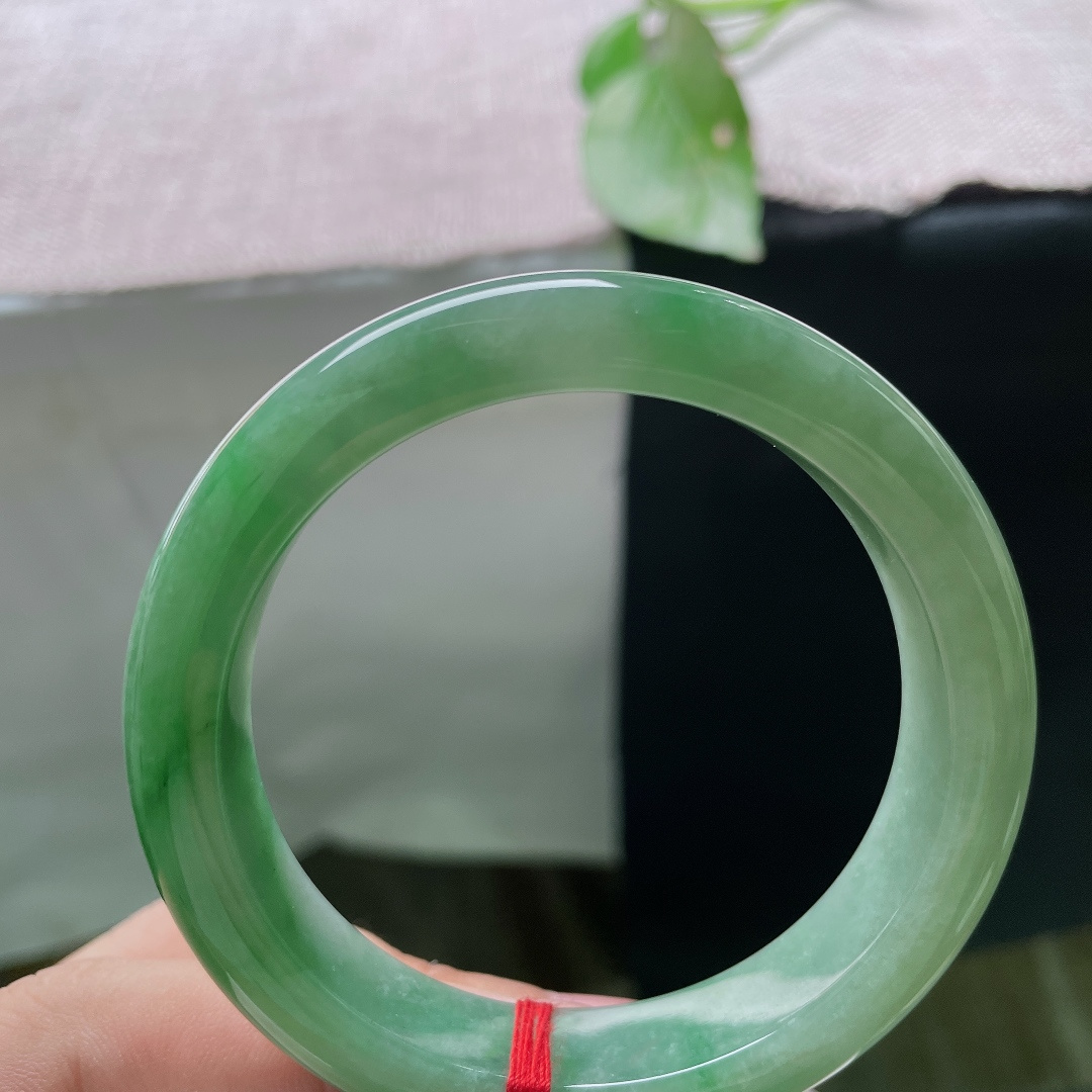 55.3/12.6/8.8，飘绿正圈，腕绕一镯青底翠，清风入袖，温润藏心，一点皮纹，ss56407a