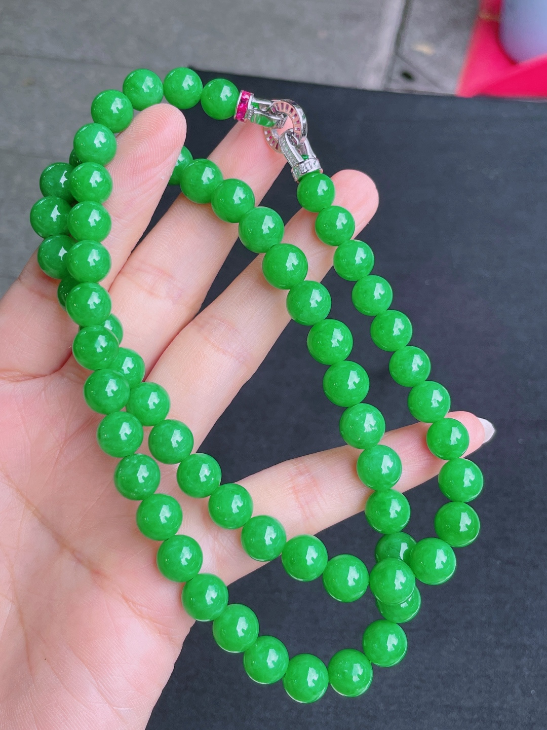 ️绿珠子项链，晶莹剔透，新颖时尚，9.5