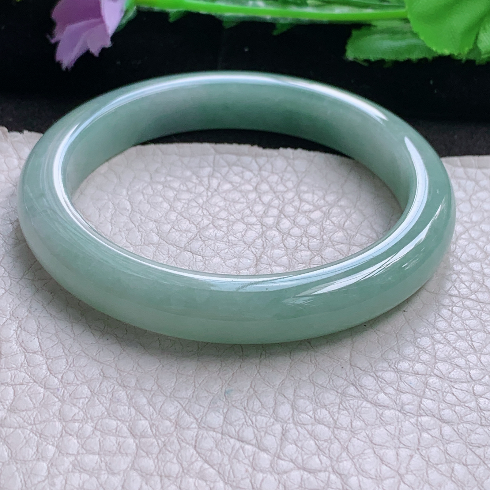 z实拍58*10*8平安镯 缅甸翡翠a货玉手镯高品质清新正圈玉手环
