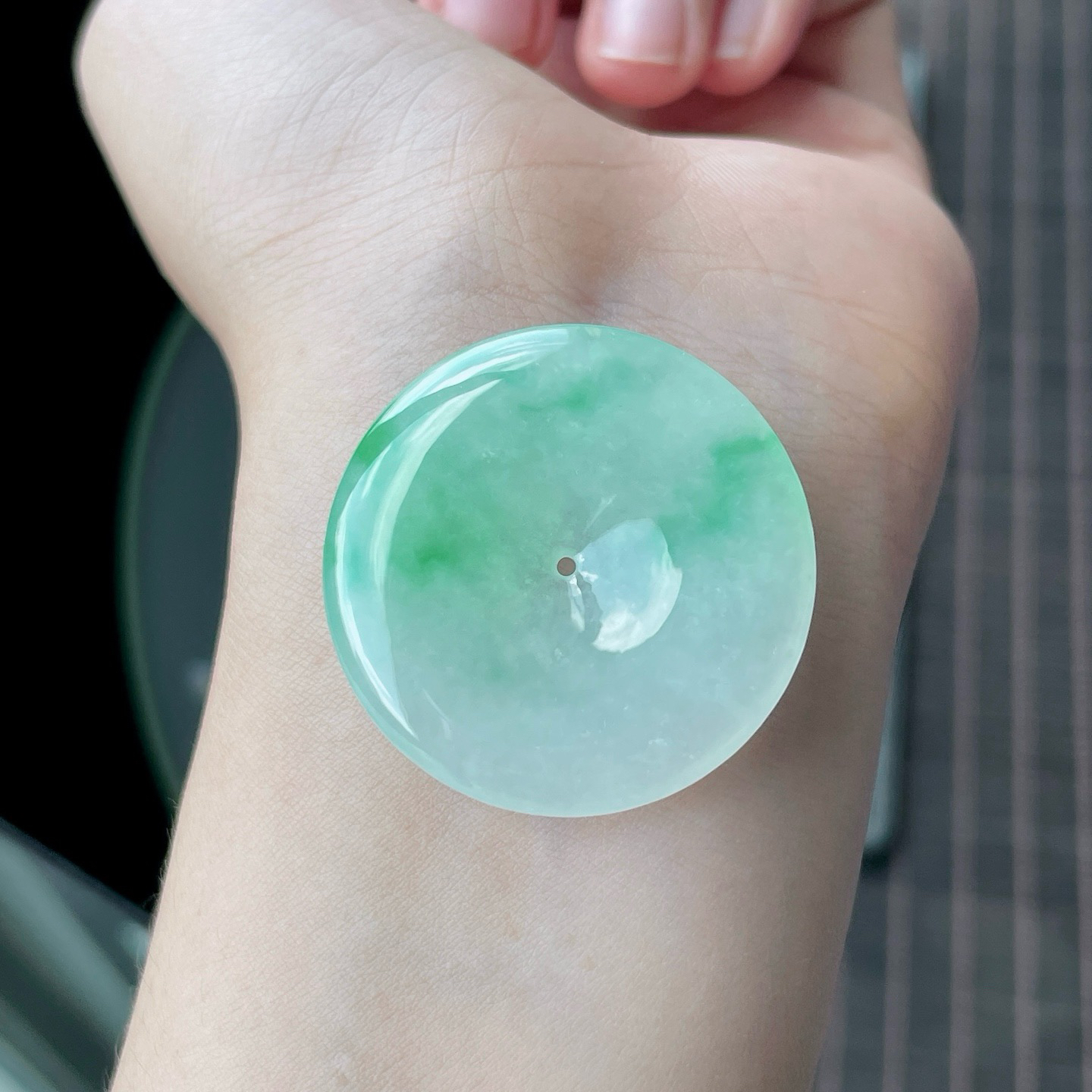 🧊冰种飘绿平安扣