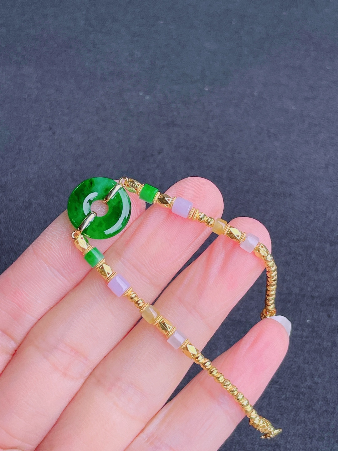 ️绿平安扣手链，晶莹剔透，新颖时尚，14-3