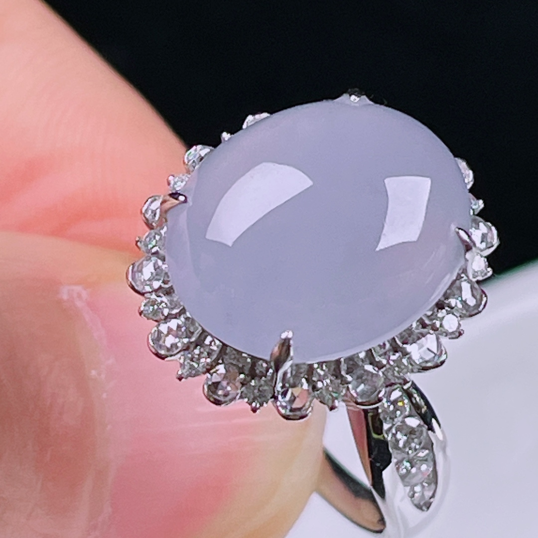 ️冰紫戒指，老种起光，细底通透，尺寸：裸石13.6/12/4.4mm0721