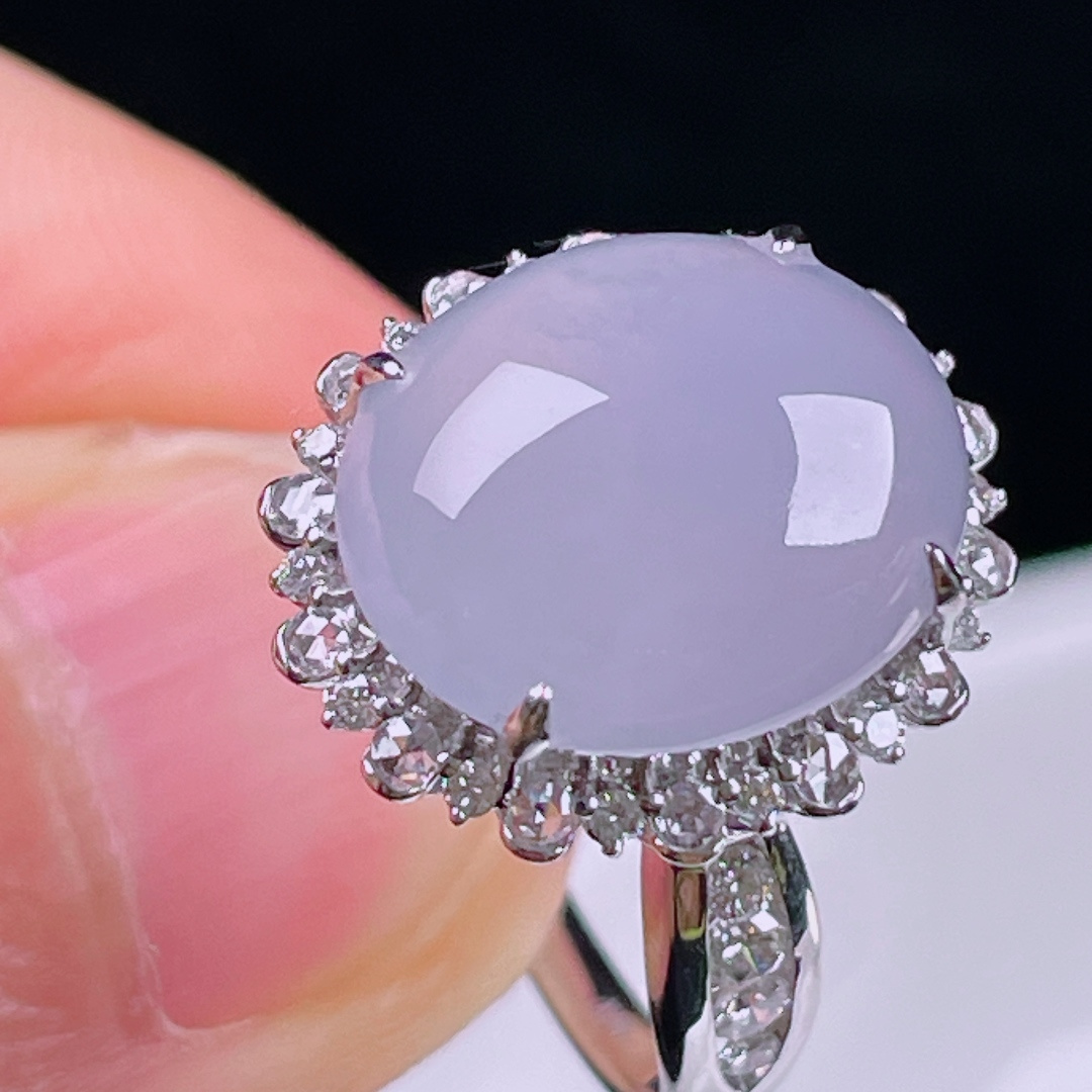 ️冰紫戒指，老种起光，细底通透，尺寸：裸石13.6/12/4.4mm0721