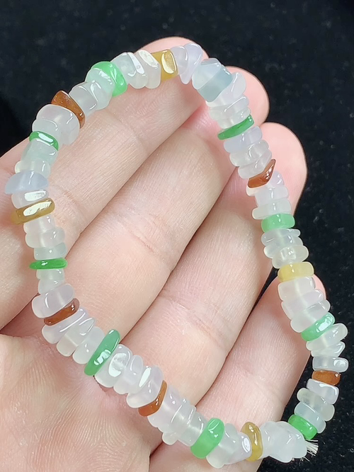 冰多彩随形手串，尺寸6.6-4.8-2.8mm，Q21afj