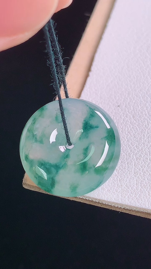 冰飘花平安扣，无裂，尺寸:19.0-5.9mm 18