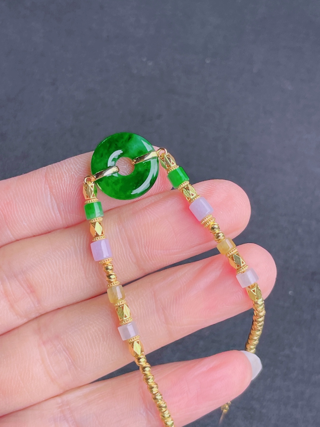 ️绿平安扣手链，晶莹剔透，新颖时尚，14-3