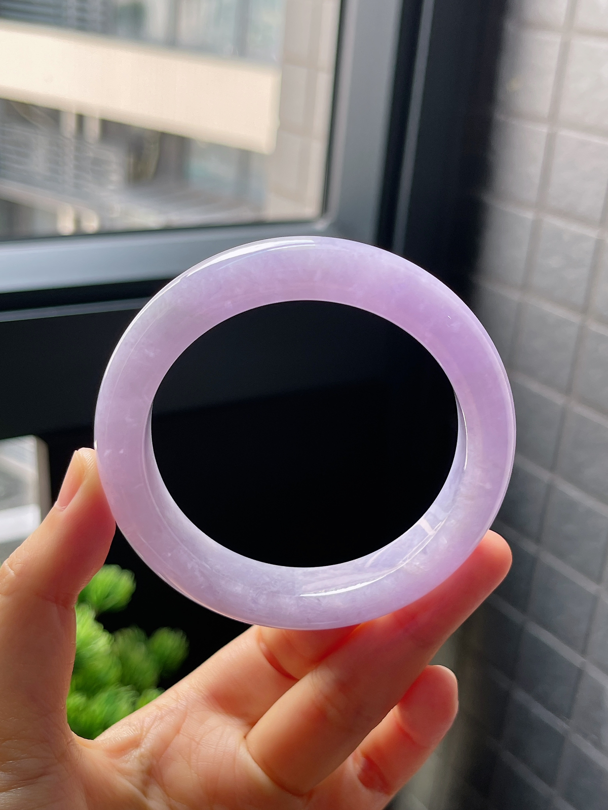 圈口56.8，糯化种满紫翡翠正圈手镯
