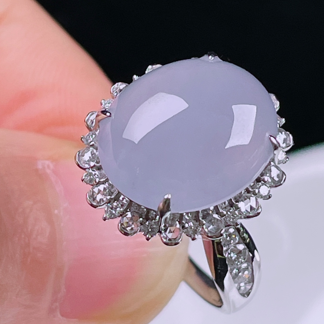 ️冰紫戒指，老种起光，细底通透，尺寸：裸石13.6/12/4.4mm0721