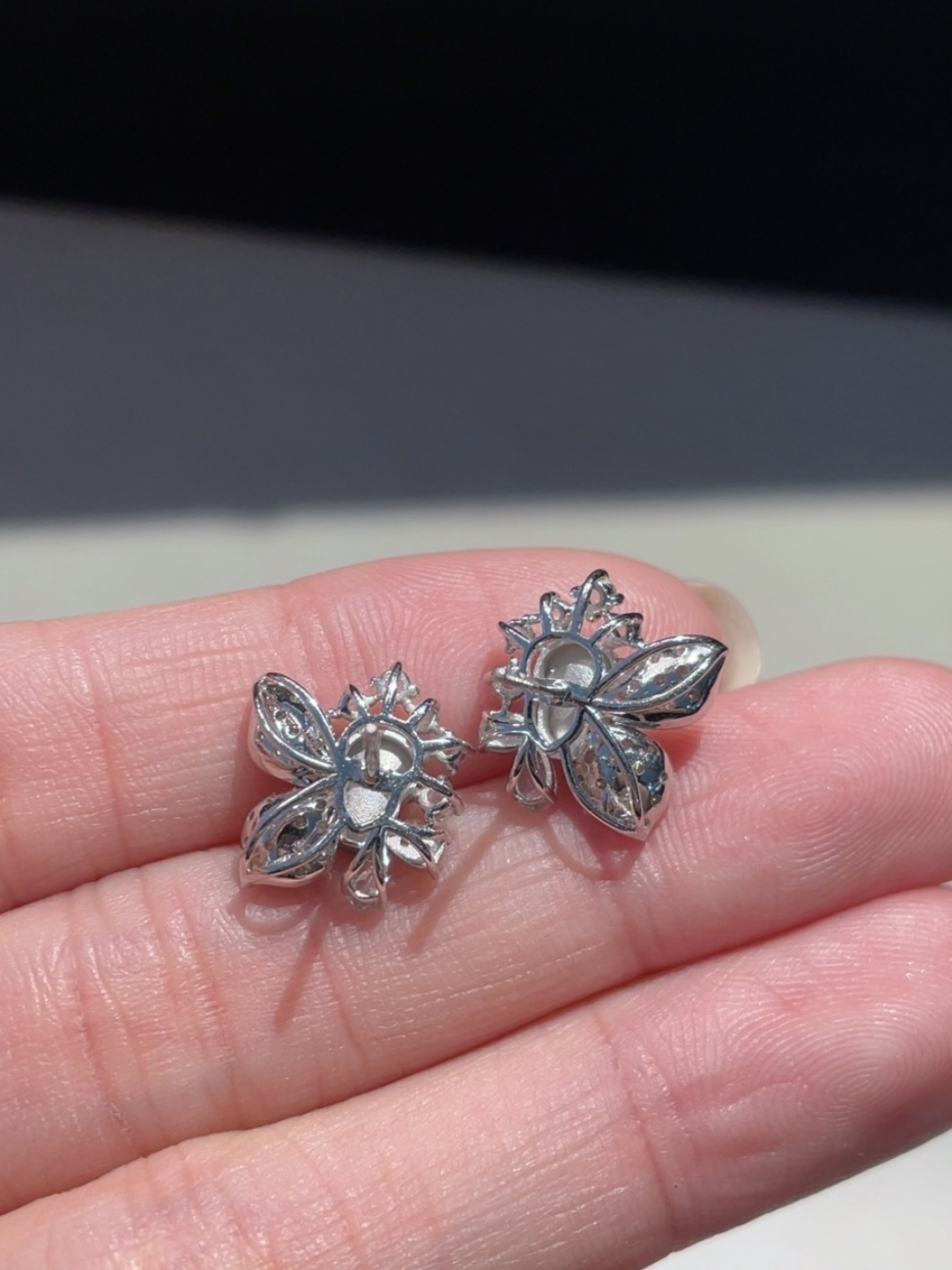 正冰阳绿葫芦蝴蝶耳钉🦋 可爱 甜美 18k金镶嵌，6.5-4.3