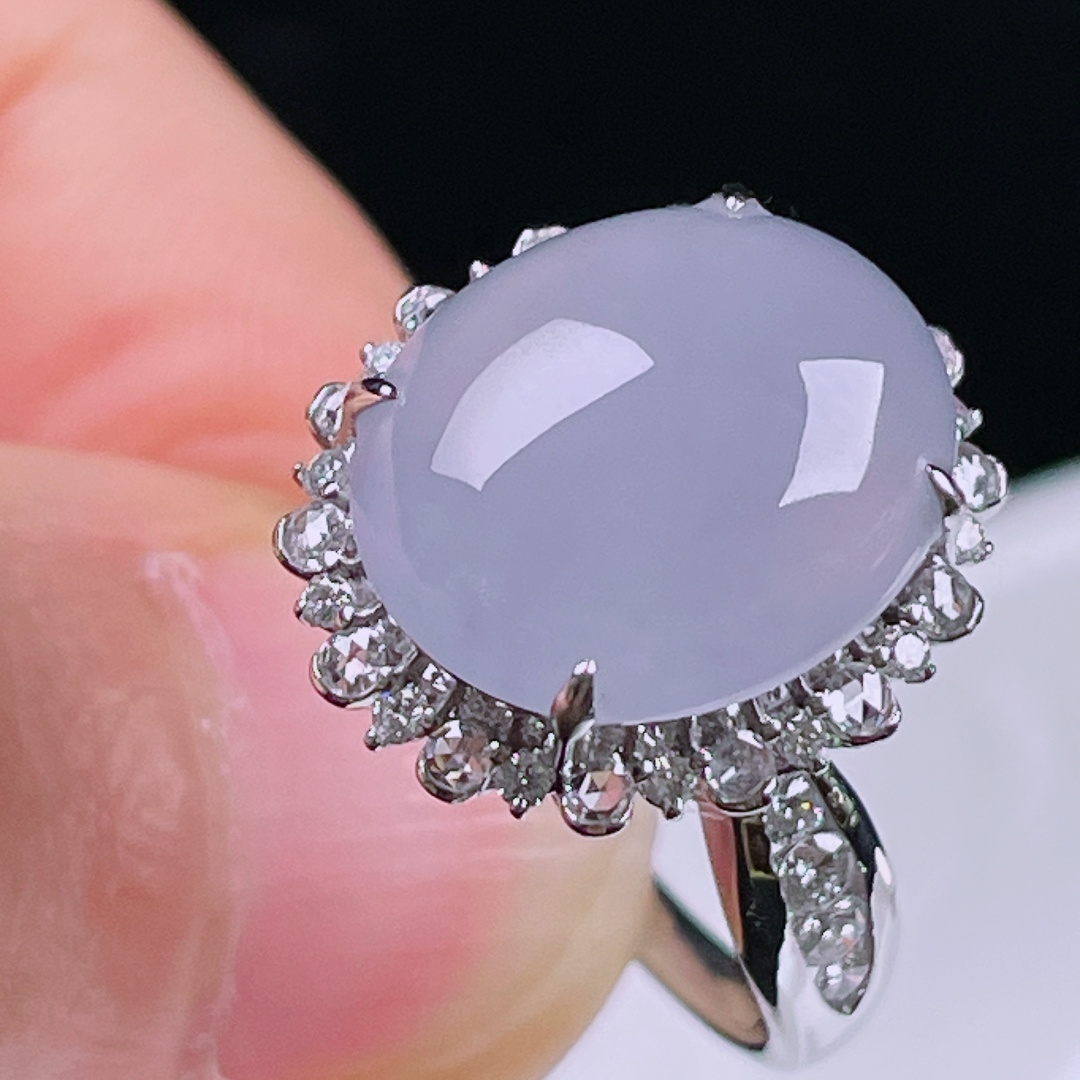 ️冰紫戒指，老种起光，细底通透，尺寸：裸石13.6/12/4.4mm0721