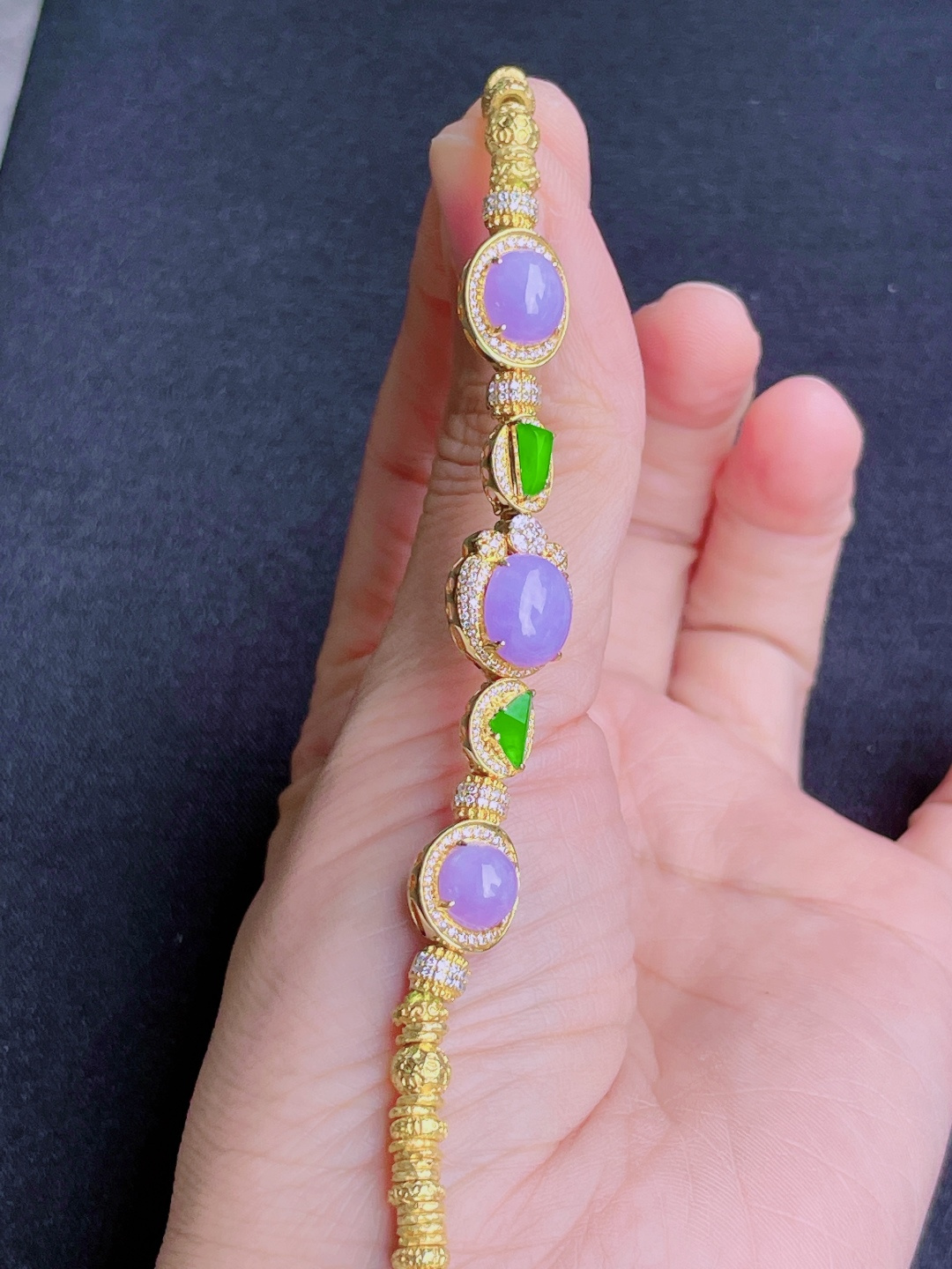 ️绿紫蛋面手链，晶莹剔透，新颖时尚，0.5-9-5